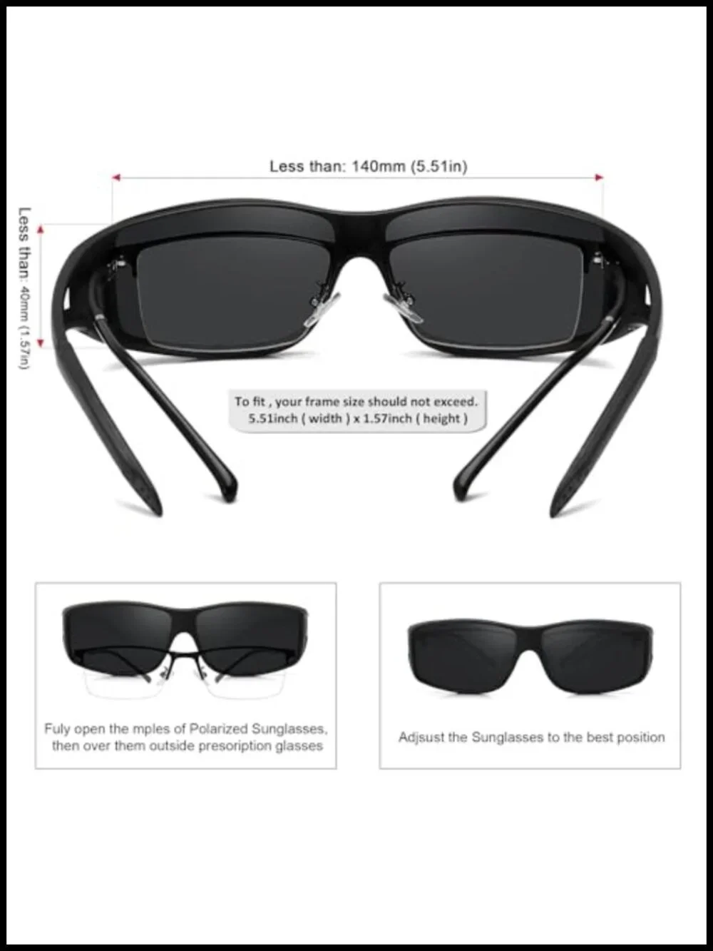 Fit Over Glasses Wrap Around Sunglasses Polarized UV400 TR90
